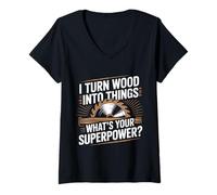 Femme Charpentier drôle de Menuisier What's Your Superpower T-Shirt avec Col en V