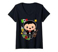 Femme Charro Mexican Mariachi Hispanic Siesta Pride Souvenir T-Shirt avec Col en V
