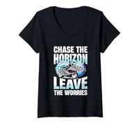 Femme Chase The Horizon Oubliez Les soucis T-Shirt avec Col en V