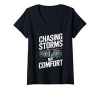 Femme Chasing Storms Not Comfort Extreme Motivation T-Shirt avec Col en V