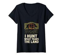 Femme Chasse au Porc Sauvage - Contrôle du Sanglier - Wild Hog Patrol Pride T-Shirt avec Col en V