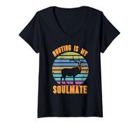 Femme Chasser Est Mon Âme Sœur Style Vintage T-Shirt avec Col en V