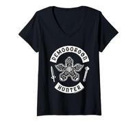 Femme Chasseur de têtes Demogorgon Stranger Things T-Shirt avec Col en V
