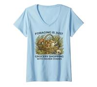 Femme Chasseurs de Champignons pour Les Amateurs de la Nature T-Shirt avec Col en V