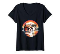 Femme Chat à Arc de Triomphe en France, Paris T-Shirt avec Col en V