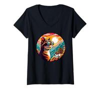 Femme Chat à Paro Taktsang, Bhoutan T-Shirt avec Col en V