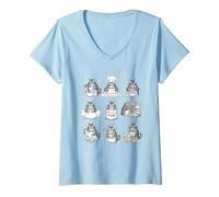 Femme Chat à Poil Court Mignon Cuisinier pâtissier Chef T-Shirt avec Col en V