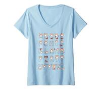 Femme Chat Alphabet Hommes Femmes Enfants Chat Drôle T-Shirt avec Col en V