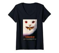 Femme Chat Amusant Midnight Meow Moths Silence of The Cats T-Shirt avec Col en V