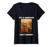 Femme Chat amusant qui miaule c'est 5 minutes passées du dîner bouleversé Kitty T-Shirt avec Col en V