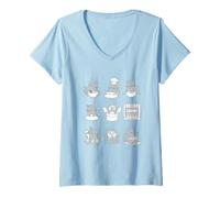 Femme Chat Bleu Russe Cuisinier pâtissier Chef T-Shirt avec Col en V