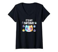 Femme Chat C'est Mon Anniversaire T-Shirt avec Col en V