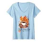Femme Chat chrétien « I Will Praise Him in Every Season Fall » T-Shirt avec Col en V