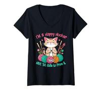 Femme Chat Crochet drôle im a Happy Hooker and Have The Balls Women T-Shirt avec Col en V