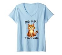 Femme Chat drôle Antisocial Bad Attitude, Introvert Moody Kitty T-Shirt avec Col en V