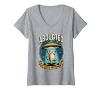 Femme Chat drôle enlevé par des extraterrestres T-Shirt avec Col en V