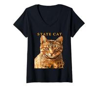 Femme Chat du territoire du Massachusetts Le magnifique chat tigré T-Shirt avec Col en V