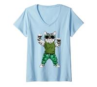 Femme Chat Fitness/Trainer Chat T-Shirt avec Col en V