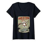 Femme Chat Hang in There It Get's Worse Sarcastic T-Shirt avec Col en V