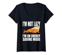 Femme Chat I'm Not Lazy I'm on Energy Saving Mode T-Shirt avec Col en V