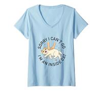 Femme Chat introverti amusant I can't Go I'm an Inside Cat Homebody T-Shirt avec Col en V