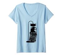 Femme Chat lisant livres Shakespeare T-Shirt avec Col en V
