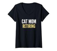 Femme Chat Maman Annonce De Grossesse Retraite Mère T-Shirt avec Col en V