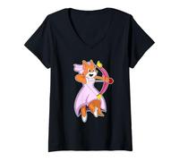 Femme Chat Mariée Arc Mariage T-Shirt avec Col en V