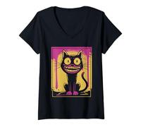 Femme Chat menaçant Chaton menaçant T-Shirt avec Col en V