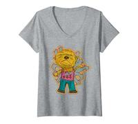 Femme Chat Meow T-Shirt avec Col en V