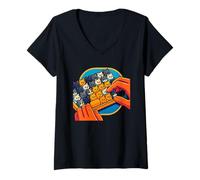 Femme Chat Mignon, Chats colorés sur Clavier de Saisie T-Shirt avec Col en V