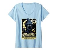 Femme Chat Noir Halloween Salem Club de Lecture Sorcière Vintage T-Shirt avec Col en V