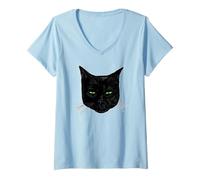 Femme Chat Noir Suspect T-Shirt avec Col en V