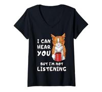 Femme Chat Orange Sarcastique Café Humeur du Matin T-Shirt avec Col en V