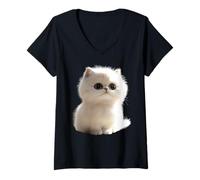 Femme Chat Persan Persian Cat Douceur des Chats Persans T-Shirt avec Col en V