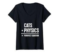 Femme Chat Physique Humour Science Nerd Amoureux des Chats T-Shirt avec Col en V