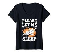 Femme Chat Please Let Me Sleep Chats Mignons T-Shirt avec Col en V