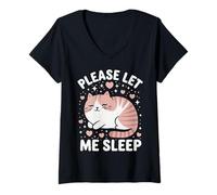 Femme Chat Please Let Me Sleep Chats Mignons T-Shirt avec Col en V