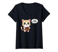 Femme Chat Qui pleure ne voit Pas d'argent drôle Broke Student T-Shirt avec Col en V