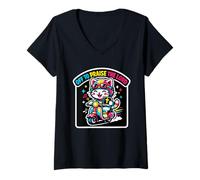 Femme Chat rétro Off to Praise Thy Lord T-Shirt avec Col en V