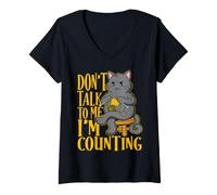 Femme Chat Rigolo au Crochet « Ne me Parle Pas, Je Compte » Tricot T-Shirt avec Col en V