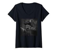 Femme Chat Selfie avec Cthulhu Cosmic Horror Drôle Meme Hommes Femmes T-Shirt avec Col en V