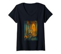 Femme Chat Selfie Thoth et connaissance OVNI d'au-delà des étoiles T-Shirt avec Col en V