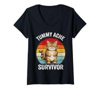 Femme Chat survivant aux maux de Ventre T-Shirt avec Col en V