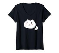 Femme Chat Tama-Chan T-Shirt avec Col en V
