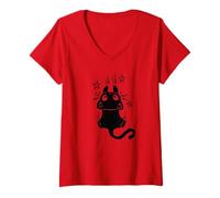 Femme Chat Tomcat Effrayant des années 90 Y2K Laissant des Marques de Rayures T-Shirt avec Col en V