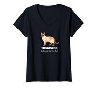 Femme Chat tonkinois trop Intelligent pour Son Propre Animal de Compagnie T-Shirt avec Col en V