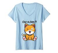 Femme Chat va bien - Humour - Fans de chats drôles & mignons T-Shirt avec Col en V