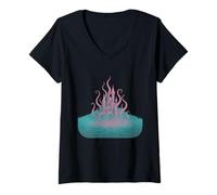 Femme Château de tentacules en mer avec Maison de sorcière T-Shirt avec Col en V
