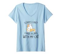Femme Chaton - Désolé I Can't I Have Plans with My Cat T-Shirt avec Col en V